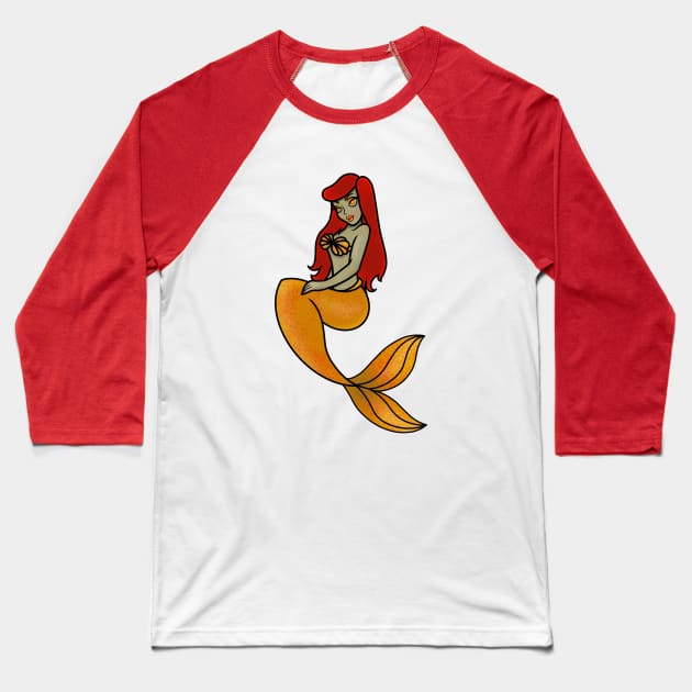 Mermaid zombie Baseball T-Shirt by Evgenia